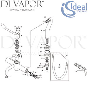 Ideal Standard Markwik Therm Wall Mounted Seq Lever Deck Mounted Non Domestic Taps Spare Parts - IDL DV 251